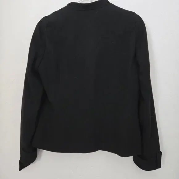 Vintage Zelda 90's Y2K Artsy Black Button-Up Jacket Soutache Trim, Size 8 - Picture 2 of 8